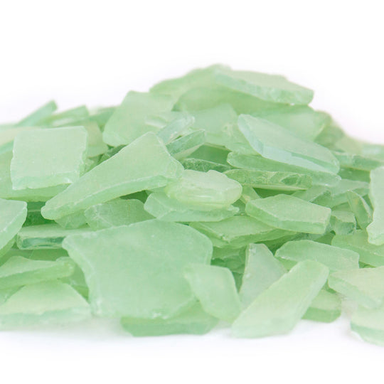 20 LBS Frosted Light Green Flat Sea Glass 0.5"-2"