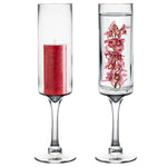 Clear Glass Contemporary Candle Holder D-3.5" H-16" - Pack of 6 PCS - Modern Vase and Gift