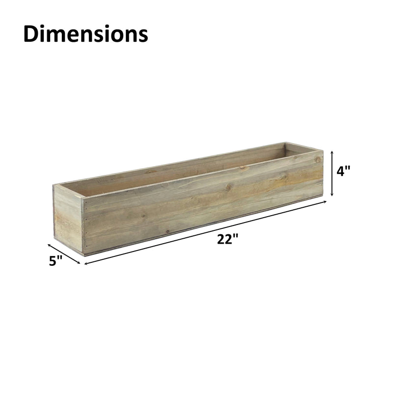 8 PCS Natural Wooden Rectangle Plant Box with Plastic Liner O-22"X5" H-4"