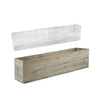 6 PCS Natural Wooden Rectangle Plant Box with Plastic Liner O-23"X6" H-6"