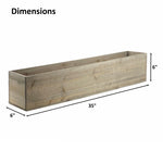 3 PCS Natural Wooden Rectangle Plant Box with Plastic Liner O-35"X6" H-6"