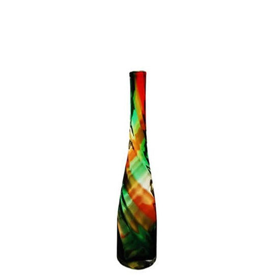 Pack of 6 PCS Red Green Glass Swirl Long Neck Vase H-13" D-1.75"