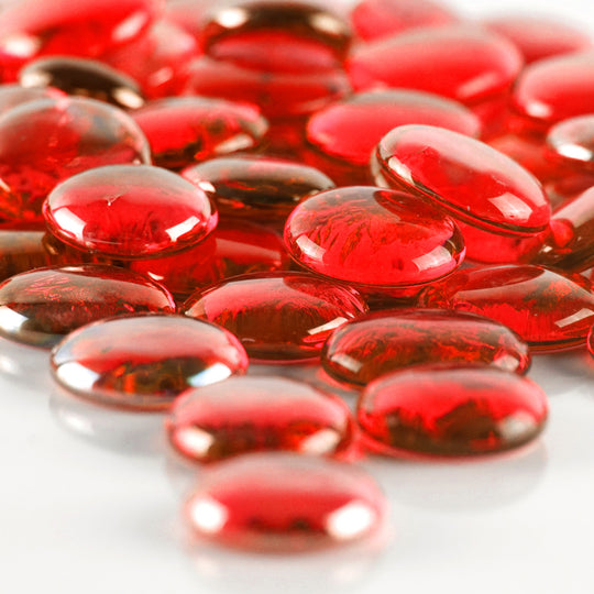 Pack of 40 LBS Red Glass Vase Filler for home decor Beads Flat Gem Stone D-1"
