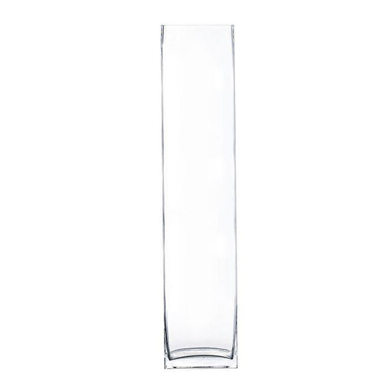 Pack of 6 PCS Clear Glass Square Vase O-4.75" H-24"