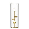 Pack of 12 Sets - Metal Gold Tea Light Stand H-11.75" D-4.25" with 14" Hurricanes Tubes