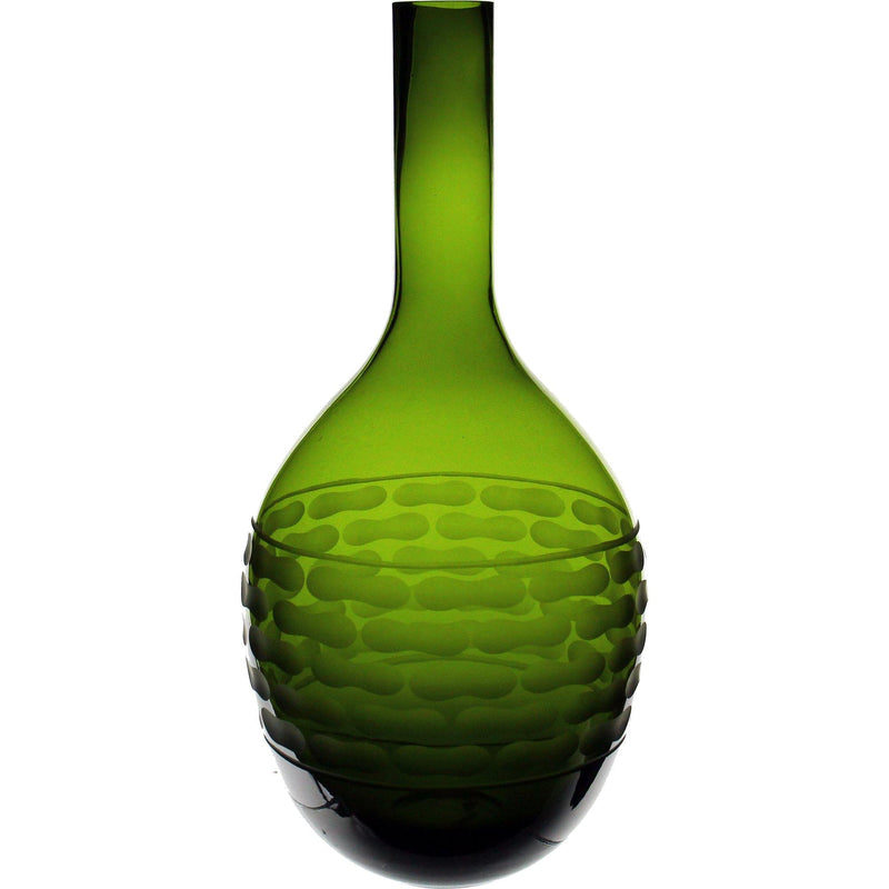 Olive Green Glass Teardrop Style 1 Vase H-14.5" - Pack of 6 PCS - Modern Vase and Gift