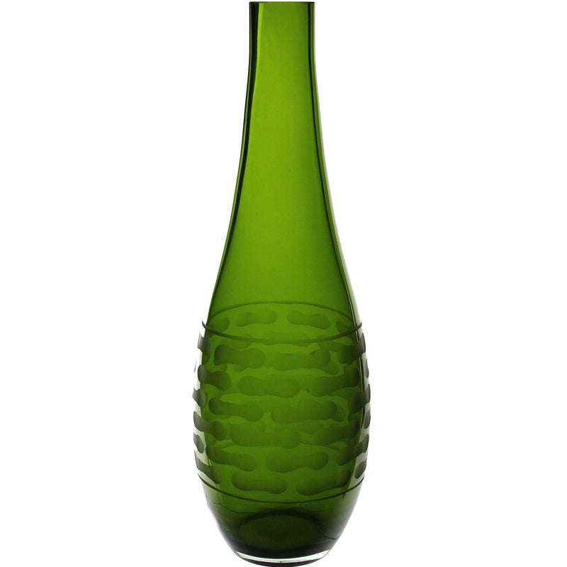Olive Green Glass Teardrop Style 3 Vase H-14" - Pack of 6 PCS - Modern Vase and Gift