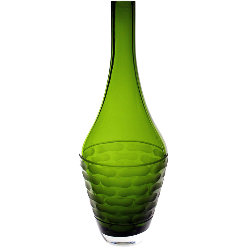 Olive Green Glass Teardrop Style 4 Vase H-14" - Pack of 6 PCS - Modern Vase and Gift