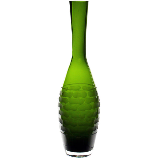 Olive Green Glass Teardrop Style 5 Vase H-14.5" - Pack of 6 PCS