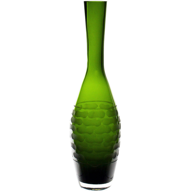 Olive Green Glass Teardrop Style 5 Vase H-14.5" - Pack of 6 PCS - Modern Vase and Gift