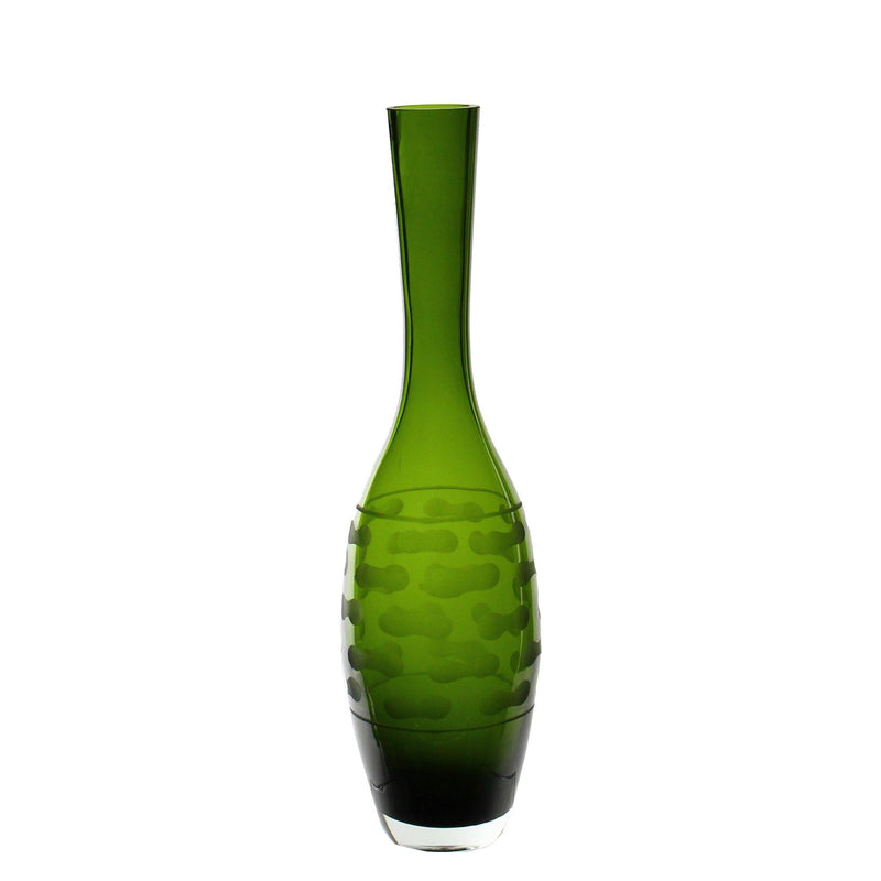 Olive Green Glass Teardrop Style 6 Vase H-13" - Pack of 6 PCS - Modern Vase and Gift