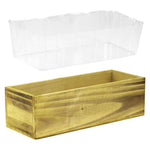 Unfinished Wooden Rectangle Plant Box with Plastic Liner O-13"X5" H-4" - Pack of 12 PCS - Modern Vase and Gift