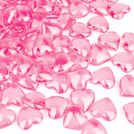Pink Acrylic Vase Filler Heart Shaped D-1.18" - Pack of 24 LBS