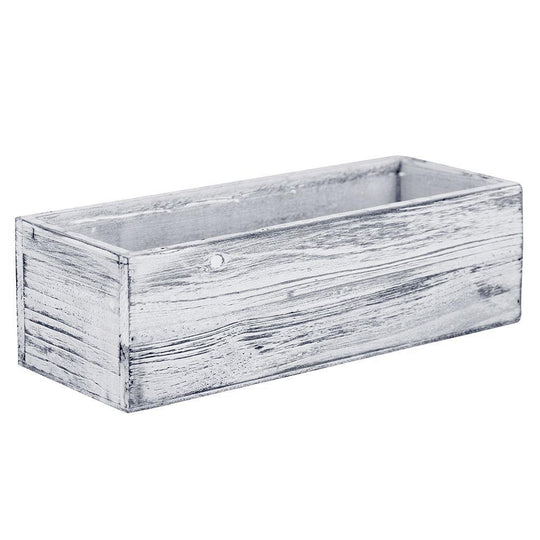 12 PCS White Wooden Rectangle Plant Box with Plastic Liner O-13"X5" H-4" - Pack of 12 PCS