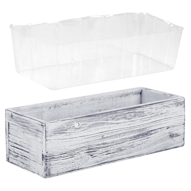 clear plastic rectangular planter liners 12 PCS White Wooden Rectangle Plant Box with Plastic Liner O-13"X5" H- – Modern Vase and Gift