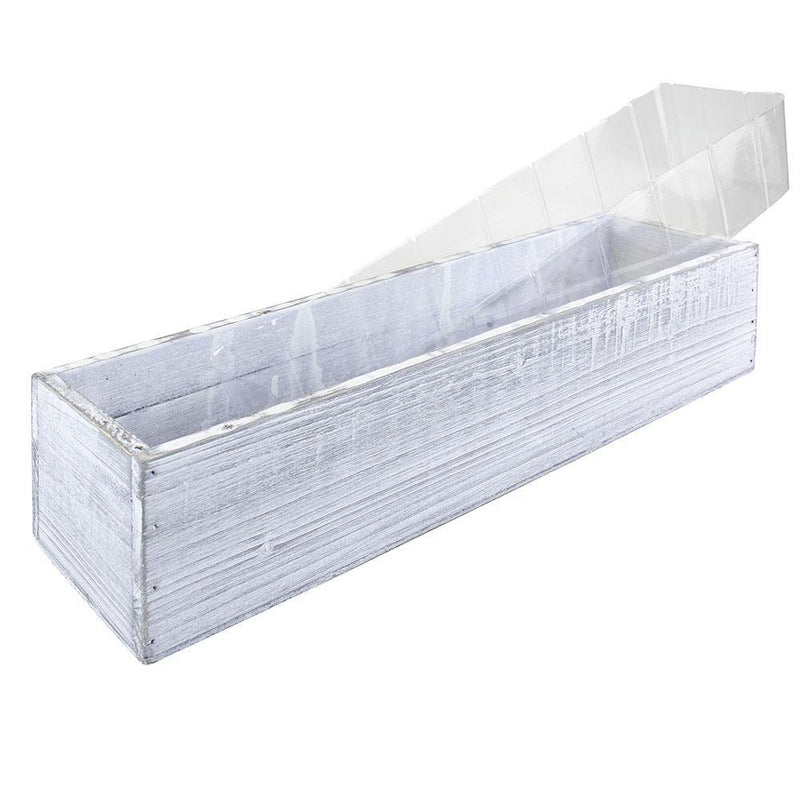 plastic planter liner rectangle 12 PCS White Wooden Rectangle Plant Box with Plastic Liner O-17"X5" H- – Modern Vase and Gift