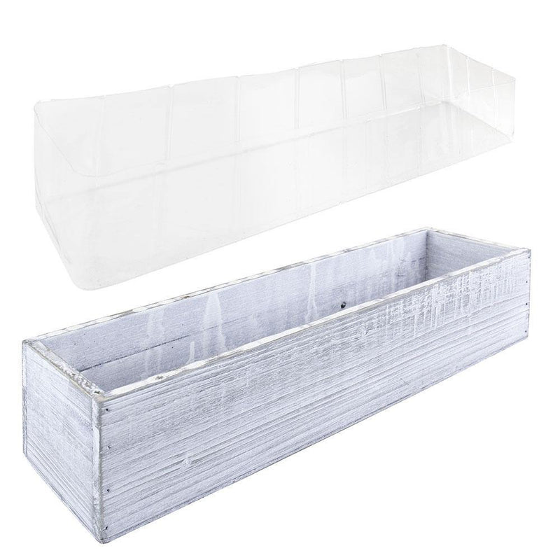clear plastic rectangular planter liners 12 PCS White Wooden Rectangle Plant Box with Plastic Liner O-17"X5" H- – Modern Vase and Gift