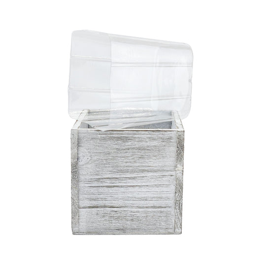 12 PCS Natural White Wooden Cube Plant Box with Plastic Liner 6 Inches Each Side