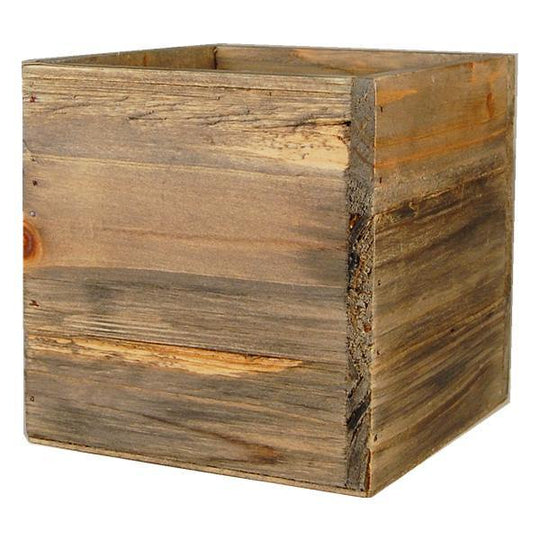 Pack of 12 PCS Natural Wooden Cube Plant Box with Zinc Metal Liner O-5" H-5"