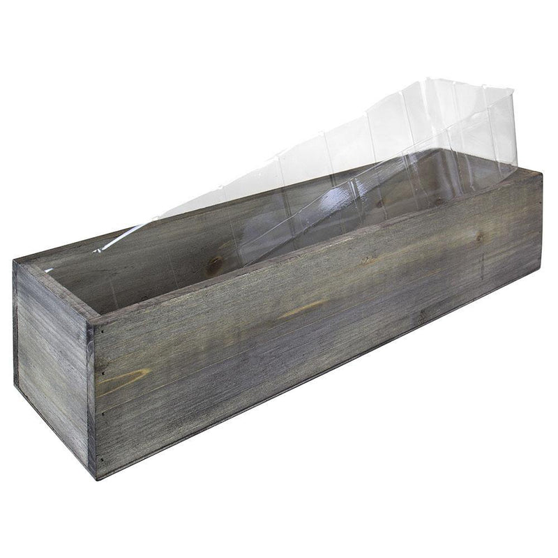 Natural Wooden Rectangle Plant Box with Plastic Liner O-17"X5" H-4" - Pack of 12 PCS - Modern Vase and Gift