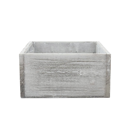 12 PCS Natural White Wooden Square Plant Box with Plastic Liner O-8" H-4"