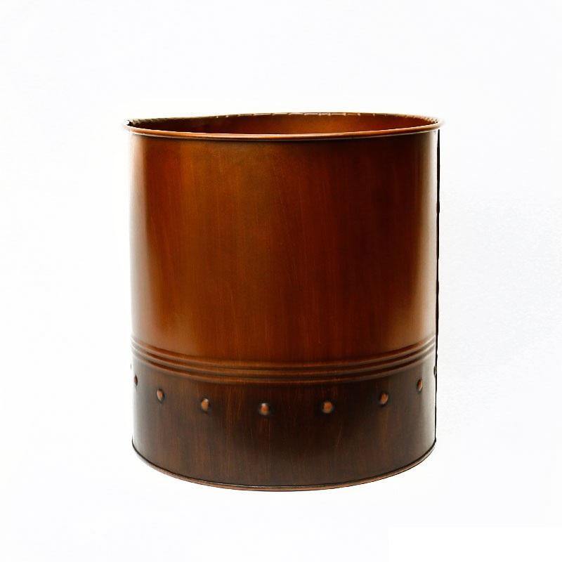 Copper Finish Zinc Metal Cylinder Planter Vase D-12" H-12" - Pack of 1 PC - Modern Vase and Gift